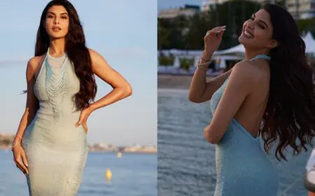 Jacqueline Fernandez Shimmers Like The Sea In A Stunning Blue Dress At Cannes 2025