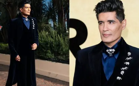 Manish Malhotra Serves Suave Glam In A Navy Trench Coat For His Cannes Debut