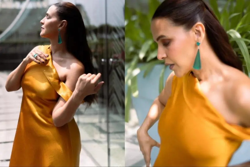 Neha Dhupia Is A Ray Of Sunshine In A Yellow One-Shoulder Flowy Gown