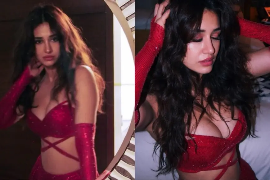 Disha Patani Gives Her Red Shimmering Lehenga A Contemporary Spin With Gloves