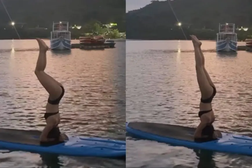Alaya F Sets New Fitness Goals As She Performs A Headstand In The Middle Of A River