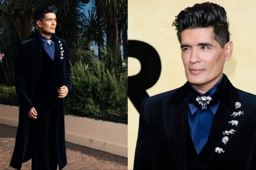 Manish Malhotra Serves Suave Glam In A Navy Trench Coat For His Cannes Debut