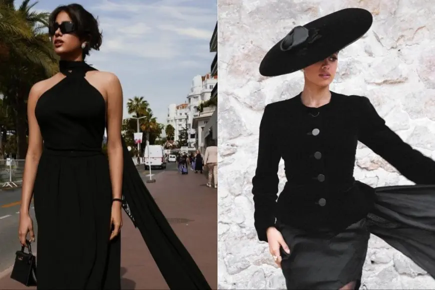 Janhvi Kapoor Stuns In Two Classic Black Yves Saint Laurent Archival Looks At Cannes