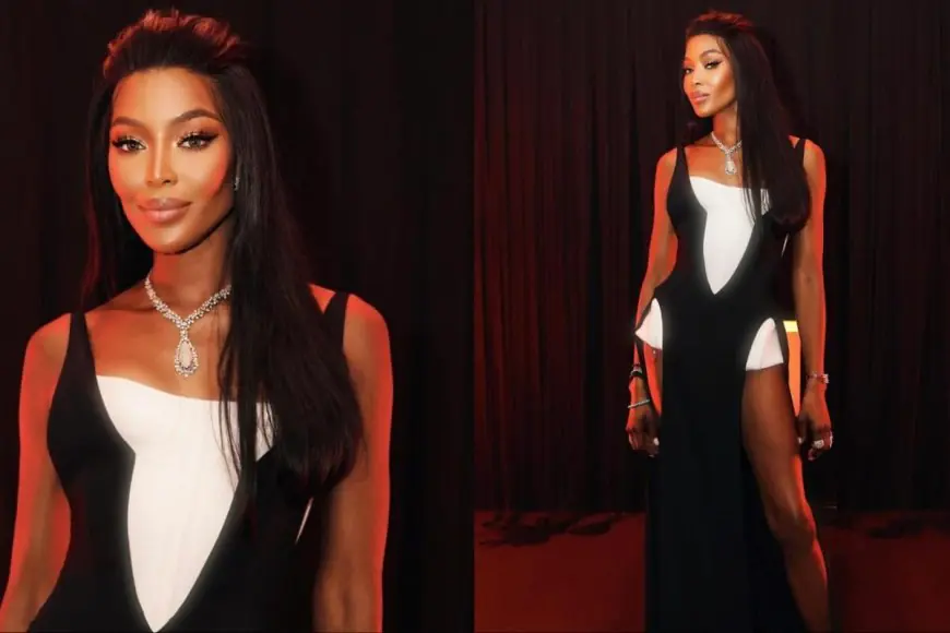 Naomi Campbell Serves Edgy Glam In Mugler Gown For Her 55th Birthday Bash