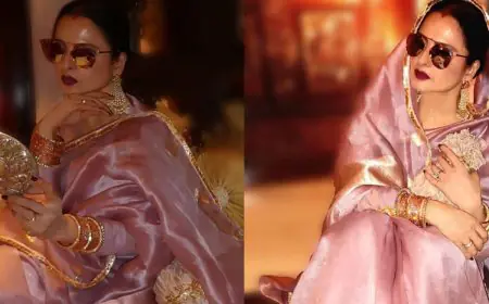 In A Romantic Banarasi Silk Saree, Rekha Delivers Yet Another Timeless Fashion Moment