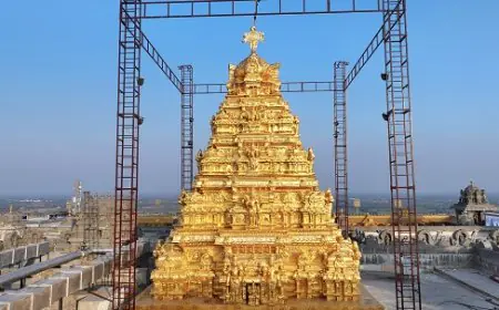Mantra Gold Coatings Installs World's Largest Gold-Plated Vimana Gopuram at Sri Lakshmi Narasimha Swamy Temple in Hyderabad