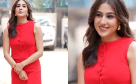 Sara Ali Khan Cures The Monsoon Blues In A Striking Red Top And Mini Skirt Set