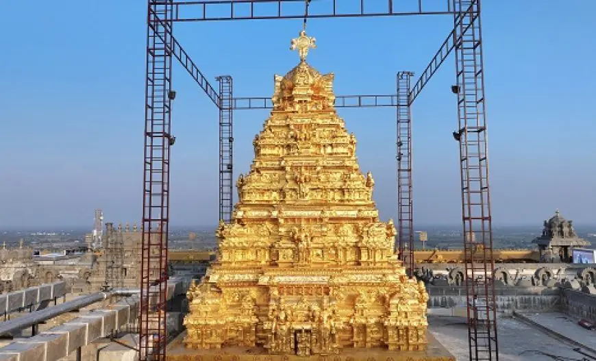 Mantra Gold Coatings Installs World's Largest Gold-Plated Vimana Gopuram at Sri Lakshmi Narasimha Swamy Temple in Hyderabad