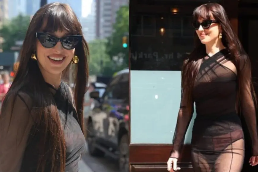 Dakota Johnson Steps Out In A Sheer Black Dress After Breakup With Chris Martin