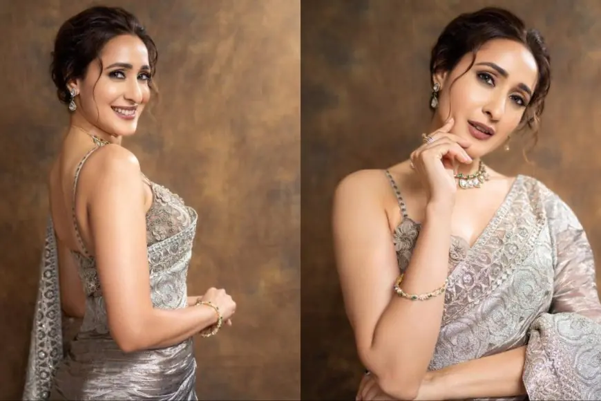 Pragya Jaiswal Shines Bright In A Silver Saree At Telangana Gaddar Film Awards