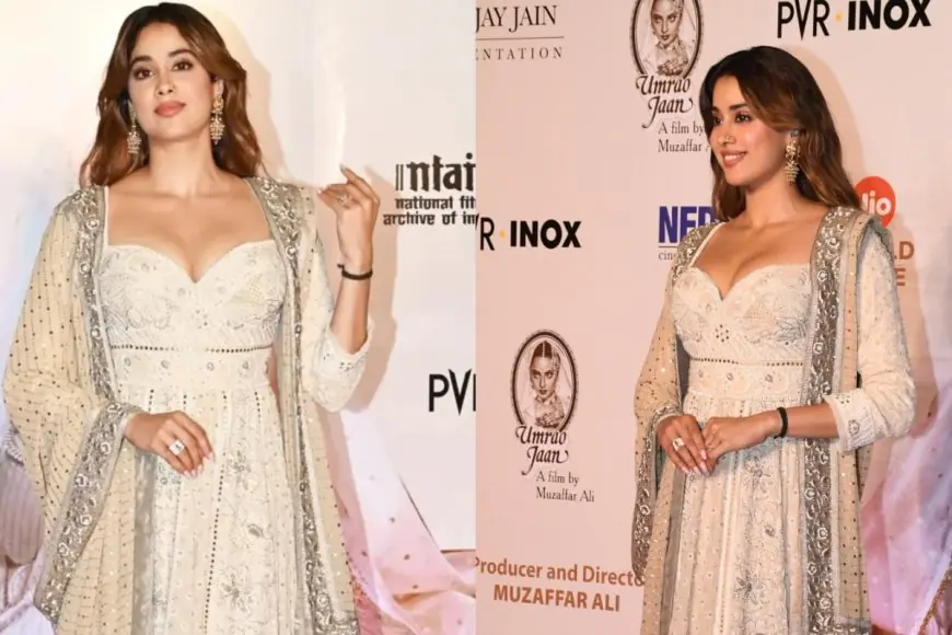 Janhvi Kapoor Stuns In An Archival Chikankari Anarkali For Umrao Jaan Screening