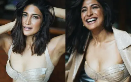 Aahana Kumra Exudes Effortless Glamour In A Shimmering Gold Three-Piece Ensemble