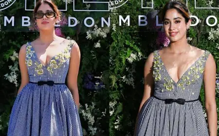 Janhvi Kapoor Brings Summer Romance To Wimbledon In Blue Gingham And Bows