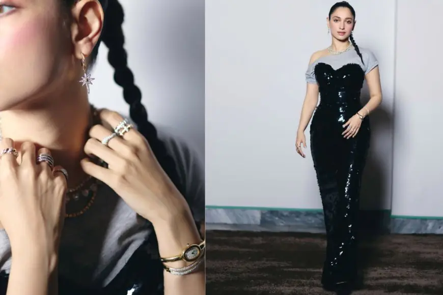 Tamannaah Bhatia Is Dressed to Contradict In a Grey Tee and Sequinned Gown