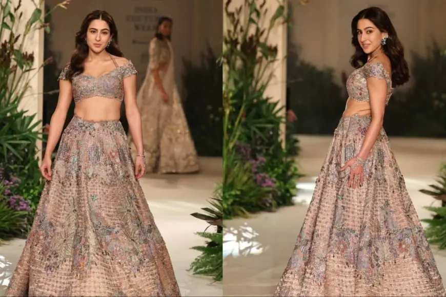 Sara Ali Khan Shimmers In A Rose Gold Lehenga At India Couture Week 2025