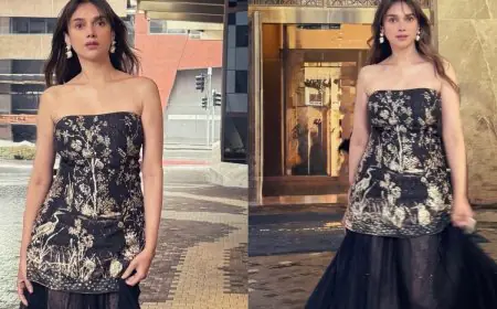Aditi Rao Hydari Continues Her Romance With Red Carpet In Strapless Black Dress