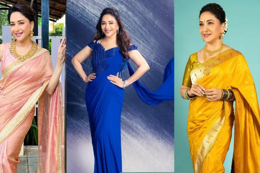 Madhuri Dixit-Inspired Saree Blouse Designs For Ganesh Chaturthi Celebration