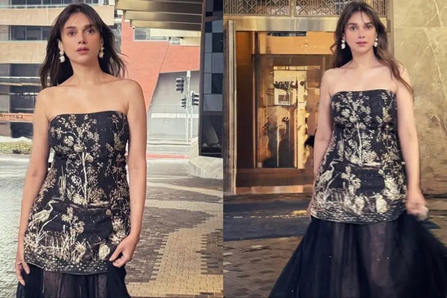 Aditi Rao Hydari Continues Her Romance With Red Carpet In Strapless Black Dress