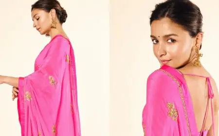 Alia Bhatt Serves Festive Glam In Masaba Gupta’s Vibrant Pink Patakha Saree
