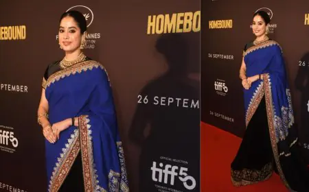 Janhvi Kapoor Honours Sridevi In Regal Saree At Homebound Premiere, India’s Oscar 2026 Entry