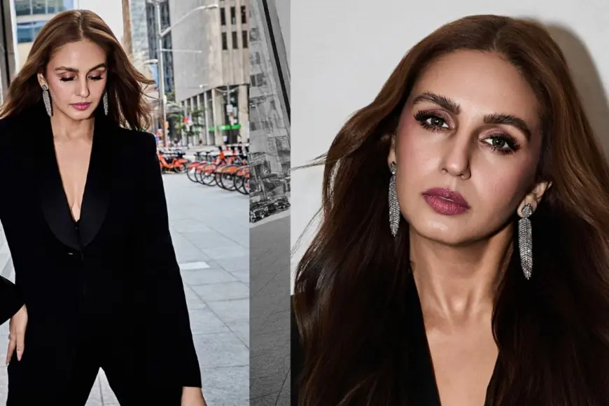 Huma Qureshi Honours Giorgio Armani In A Timeless Black Suit At Bayaan Promotions In Toronto