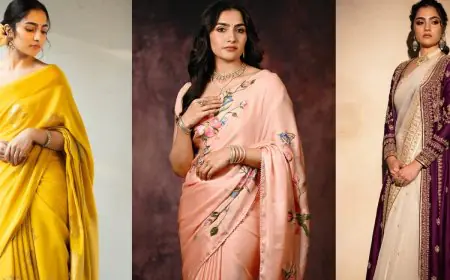 Kantara Chapter 1 Star Rukmini Vasanth's Gorgeous Saree Blouse Designs