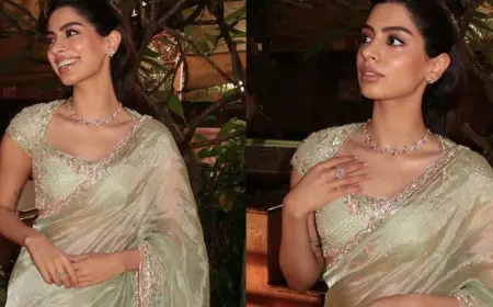 How Khushi Kapoor Perfected The Art Of Quiet Luxury In A Sage Green Saree