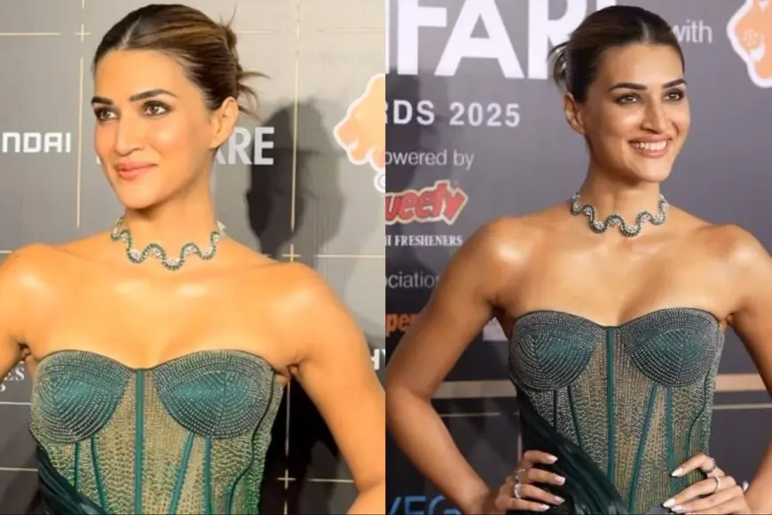 Kriti Sanon Shines In An Emerald Amit Aggarwal Sculpted Couture On The Red Carpet