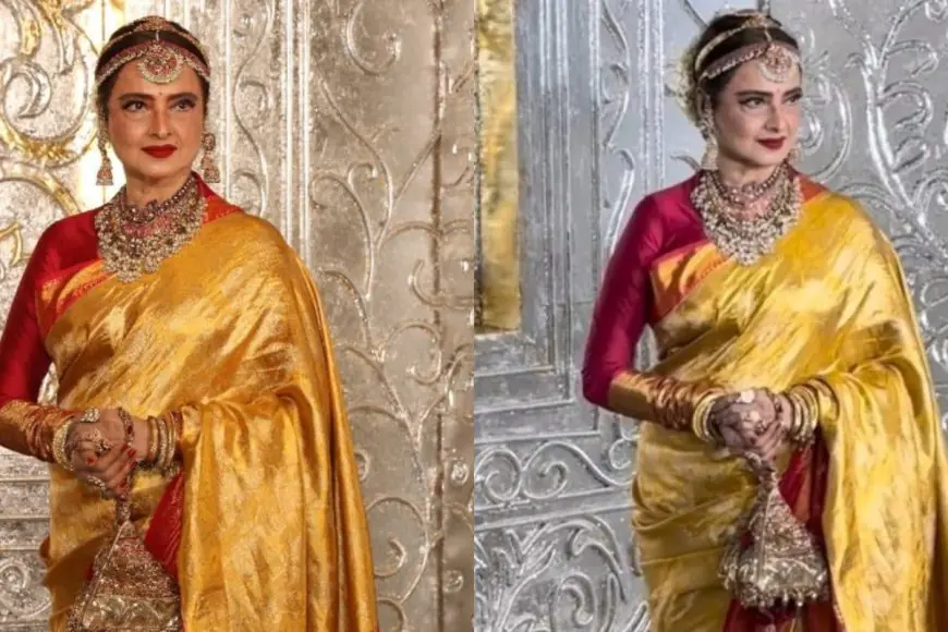 Rekha Dazzles In Timeless Kanjeevaram At Manish Malhotra’s Diwali Bash
