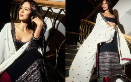 Sonam Bajwa’s Black, Ivory And Wine Red Look Is All About Subtle Festive Glamour