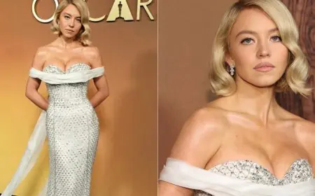 Sydney Sweeney Stuns In Icy Silver Strapless Miu Miu Gown At Governors Awards