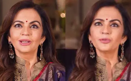 Nita Ambani’s Refined Navy Silk Ethnic Look Celebrates Indian Craft At Its Finest