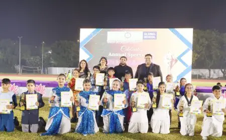 Olympian Ravi Kumar Dahiya praised the Richmondd Global School Students at Annual Sports Day Celebrations  “ENERGIA-2025” in Thyagraj Stadium 