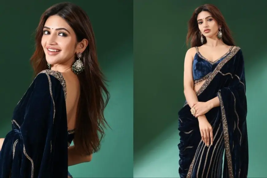 Sreeleela Turns Heads In A Rs 79K Velvet Sharara For Mass Jathara Promotions