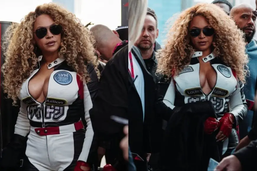 Beyonce Turns The F1 Grand Prix Into A Runway In A White Racing Bodysuit