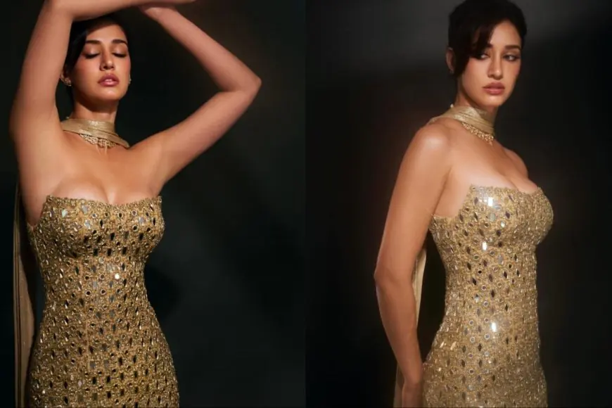 Disha Patani Radiates Quiet Glamour In Arpita Mehta’s Gold Mirrorwork Gown