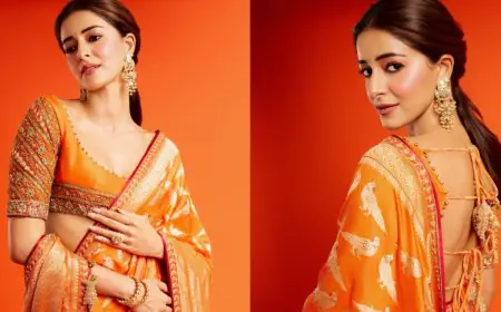 Ananya Panday’s Orange Banarasi Saree Is A Festive Fashion Showstopper