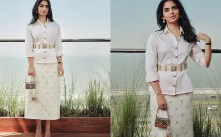Isha Ambani Styles Mini Chanel Perfume Bottle With Custom Manish Malhotra Outfit