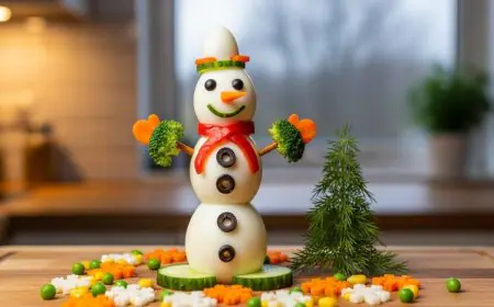 Christmas DIY Snack: How To Make A Snowman With Boiled Eggs And Veggies