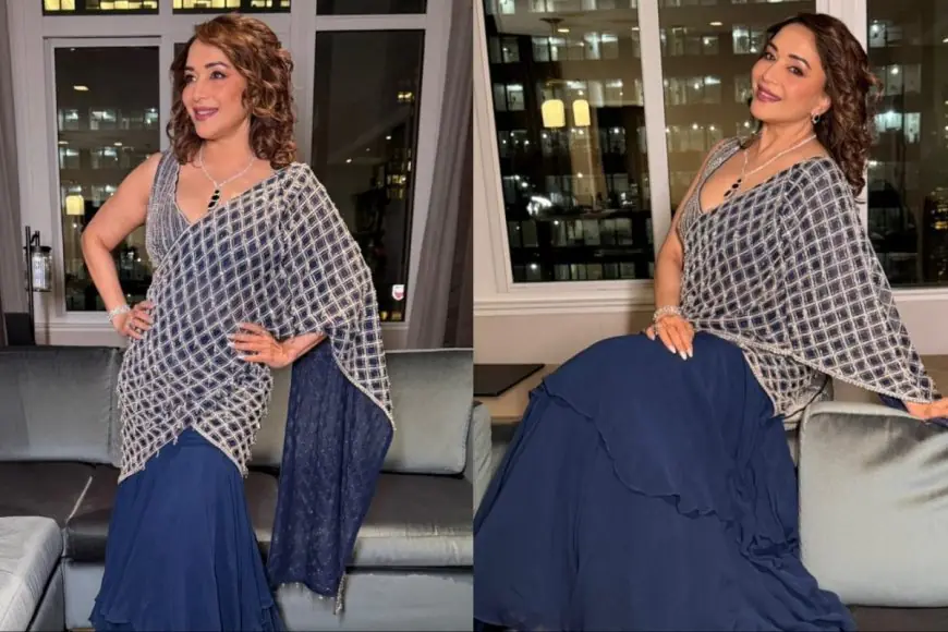 Madhuri Dixit Channels Refined Evening Drama In Rs 63K Embellished Saree