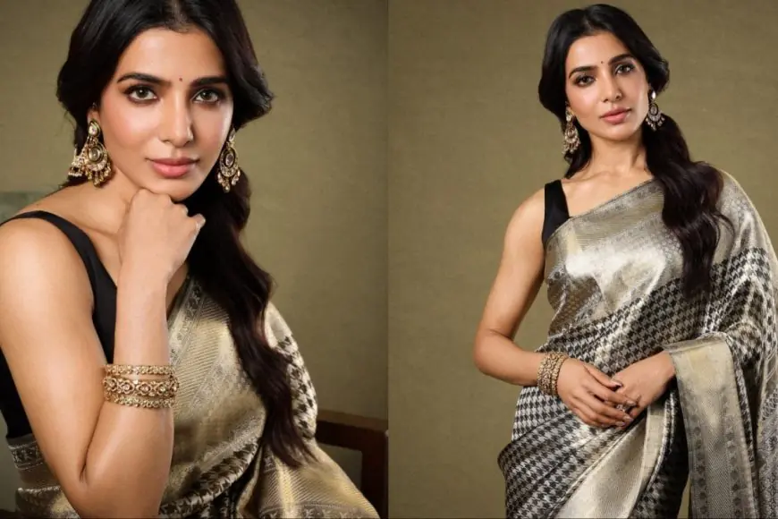 Samantha Ruth Prabhu’s Houndstooth-Print Silk Saree Look Is Quietly Powerful