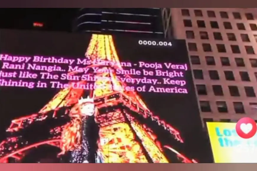 Ms Haryana Pooja Nangia Graces Times Square, New York with Timeless Elegance and Sunshine