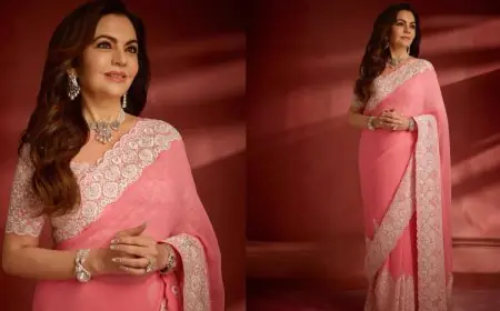Nita Ambani Stuns In Shimmering Pink Saree At World Cup Teams’ Felicitation Ceremony