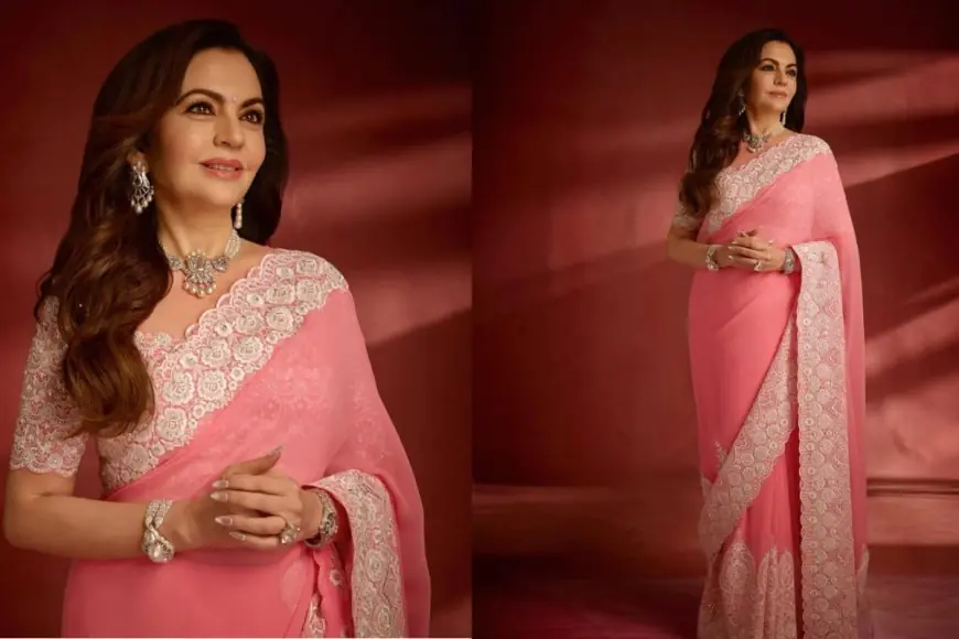 Nita Ambani Stuns In Shimmering Pink Saree At World Cup Teams’ Felicitation Ceremony