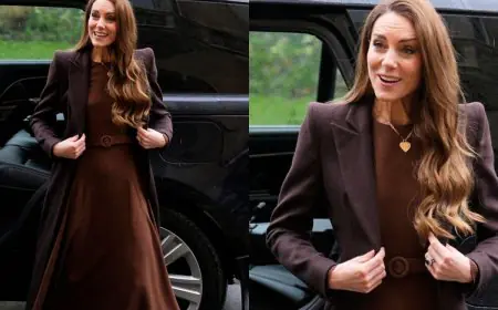 Catherine, Princess of Wales Rocks A Chocolate Brown Edeline Lee Dress In Wales