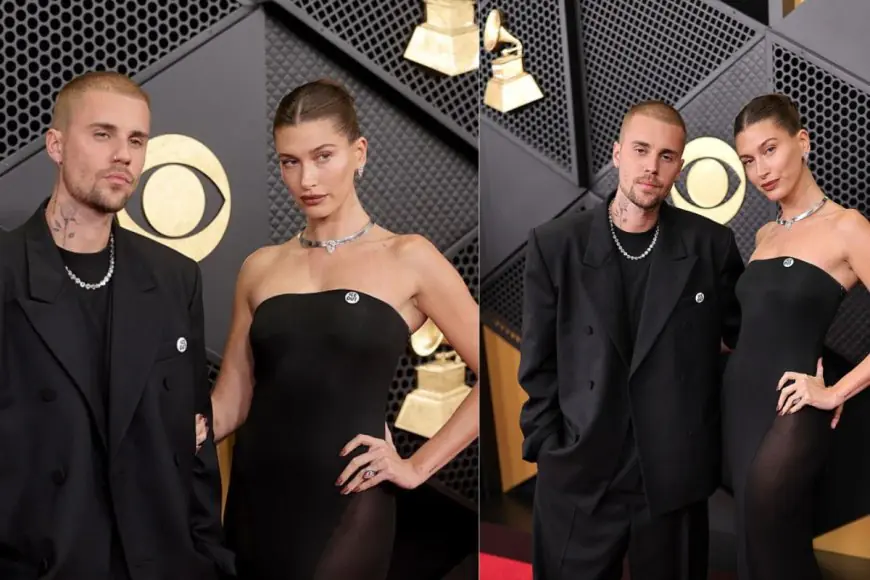 Justin And Hailey Bieber Make A Striking Statement In Coordinated Black At The 2026 Grammys