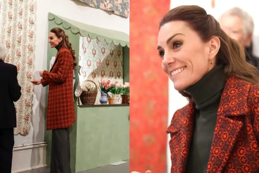 Kate Middleton Keeps It Classic In Vintage Wool Coat, Olive Pants For Welsh Mill Visit
