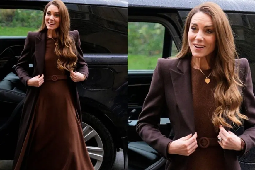Catherine, Princess of Wales Rocks A Chocolate Brown Edeline Lee Dress In Wales