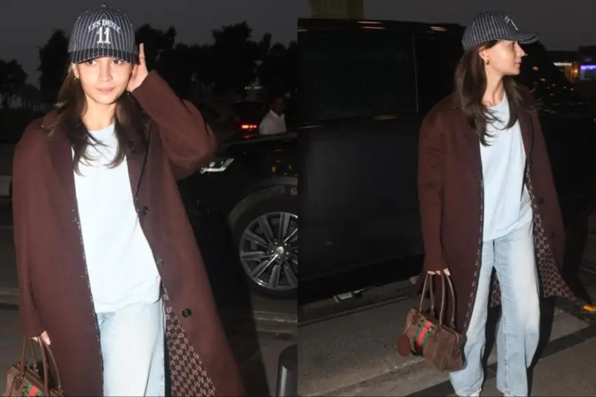 This Rs 3 Lakh Gucci Coat Just Turned Alia Bhatt’s Airport Look Into A Fashion Moment