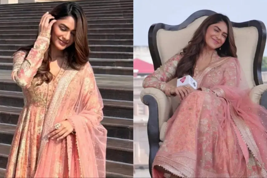 Mrunal Thakur Brings Soft-Girl Spring Energy In A Salmon Pink Anarkali